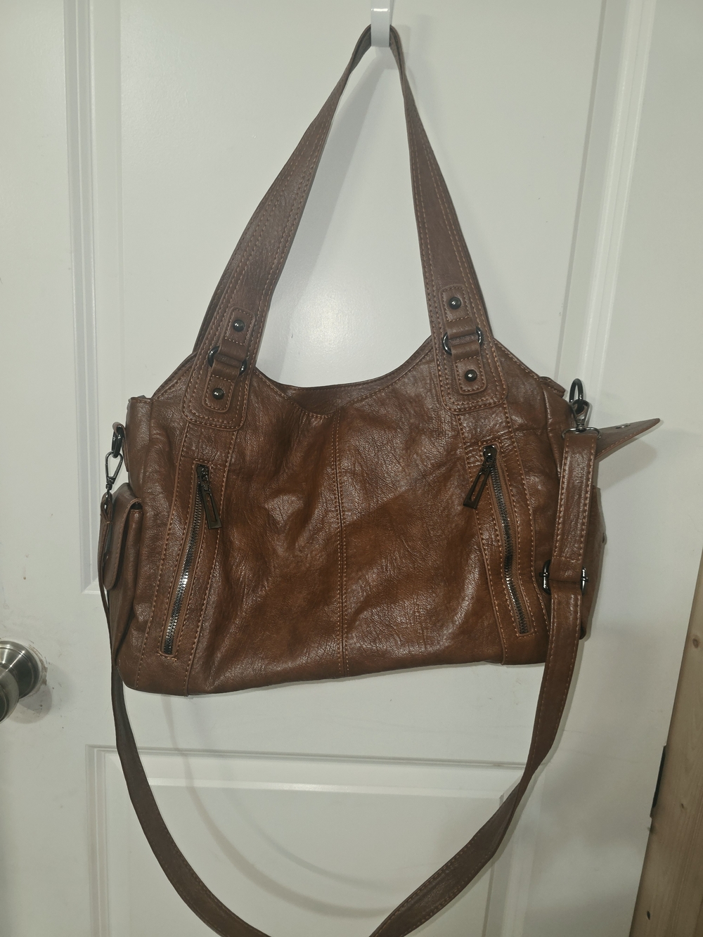 SHEIN Brown Faux Leather Shoulder Bag with Dual Straps